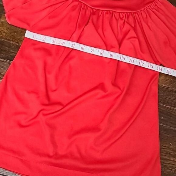 Vintage 70s Red Retro Layering Basic Shirt - Picture 8 of 13